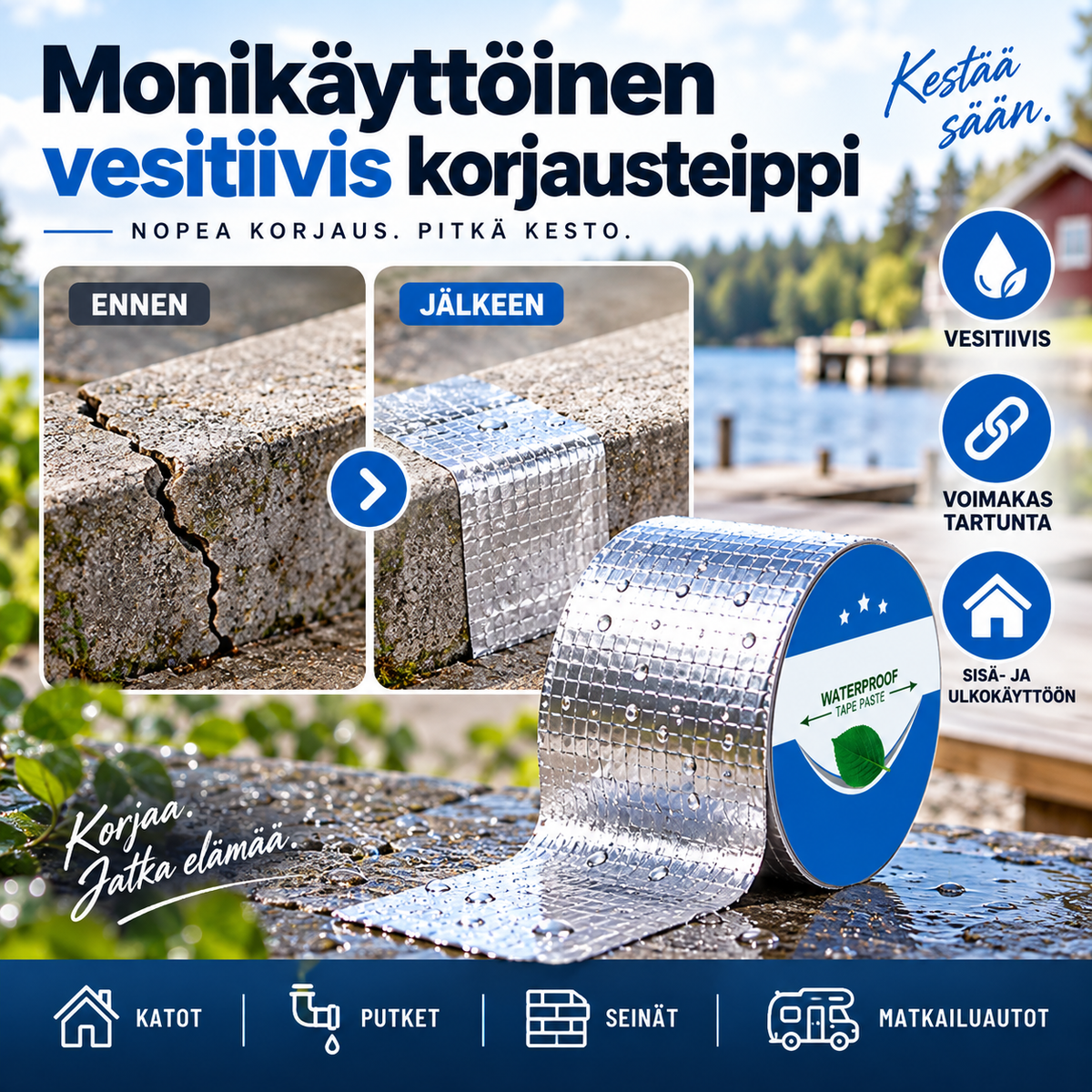 🎉 Monikäyttöinen vesitiivis korjausteippi