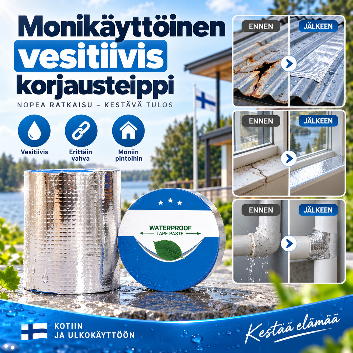 🎉 Monikäyttöinen vesitiivis korjausteippi