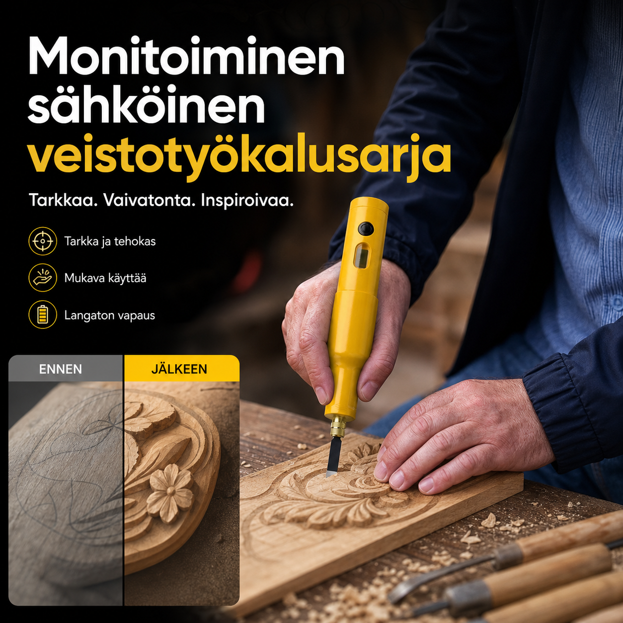 🔧✨ Monitoiminen sähköinen veistotyökalusarja – 50 %:n alennus! Tarkka, tehokas, monipuolinen – sopii erinomaisesti puun, linoleumin ja DIY-projekteihin. 🔥🎨