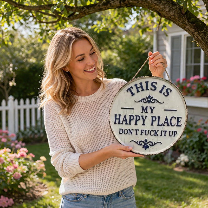 📢📢VIIMEINEN ALENNUSPÄIVÄ 50 % ALENNUS✨Happy Place – Vintage-tyylinen metallikyltti