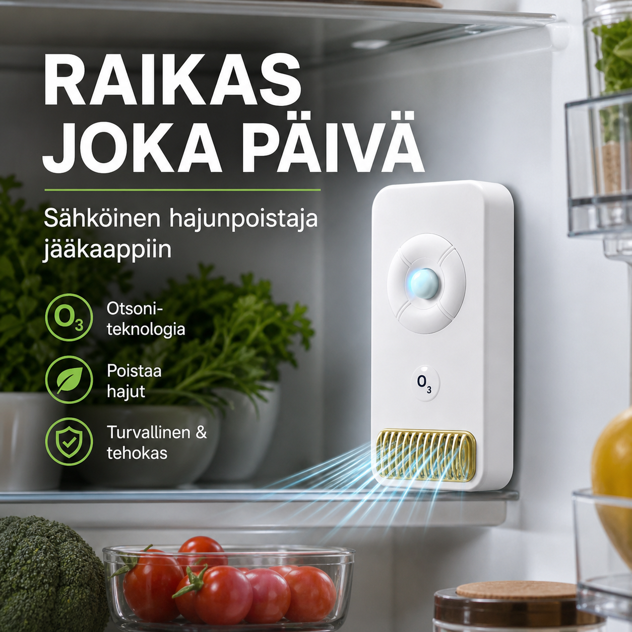 Sähköinen hajunpoistaja jääkaappiin – tehokas ja pitkäkestoinen hajunpoisto!