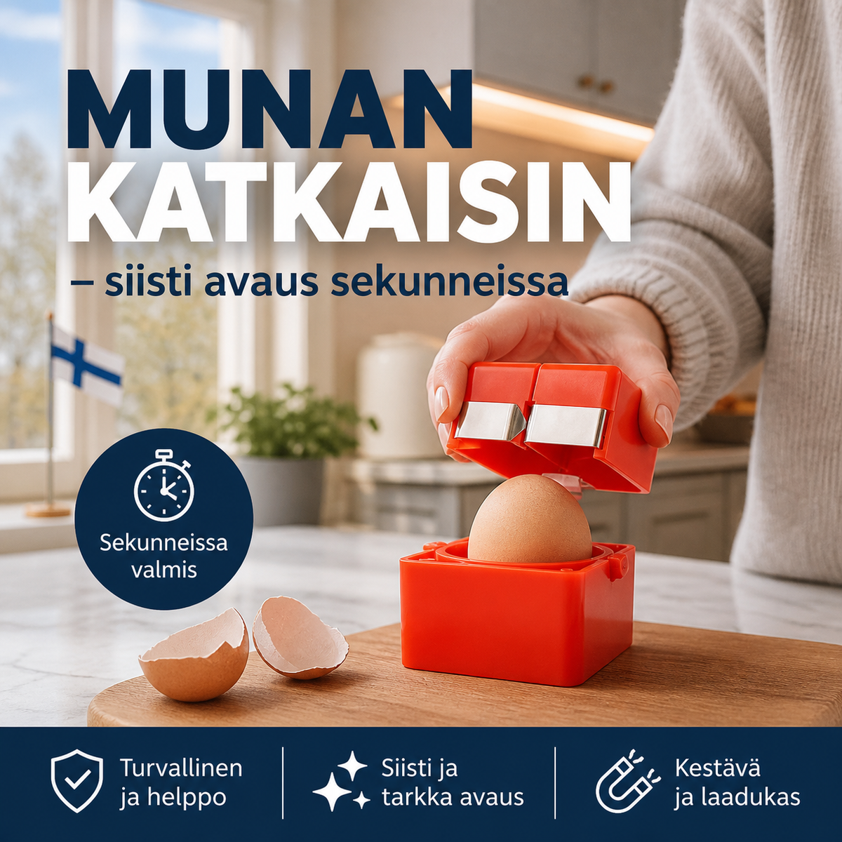 🥚 🔥 Vain tänään: -50 % ALENNUS | Munankatkaisin – siisti avaus sekunneissa