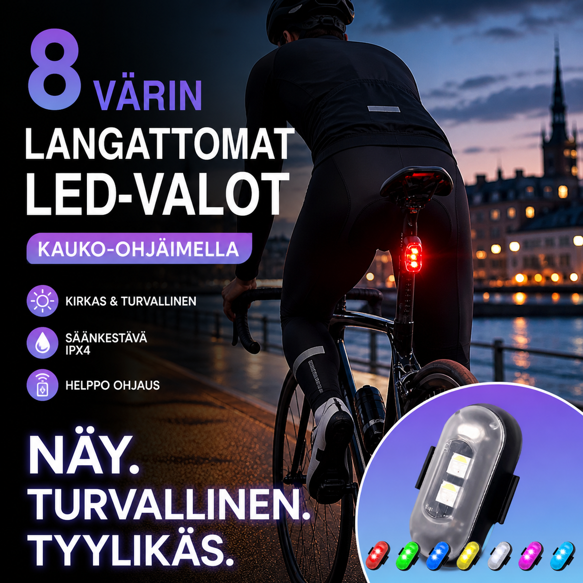 8 Värin Langattomat LED-valot Kauko-ohjaimella