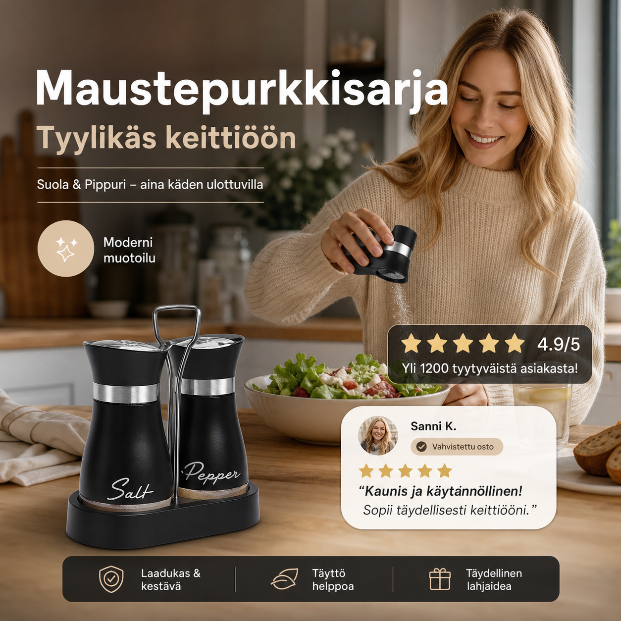 🐧🧂 50 % ALENNUS! Ei enää liikaa suolaa tai pippuria! Tämä suloinen pingviinisetti, jossa on 304-ruostumatonta terästä ja lasia, annostelee tarkasti, tuntuu mukavalta kädessä ja tekee pöydästäsi katseenvangitsijan!