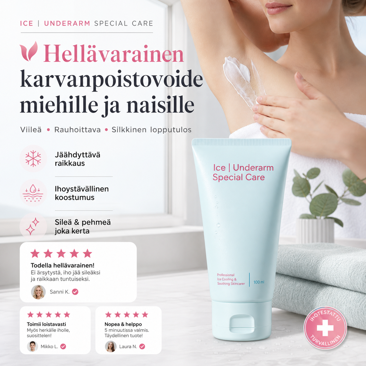 Hellävarainen karvanpoistovoide miehille ja naisille