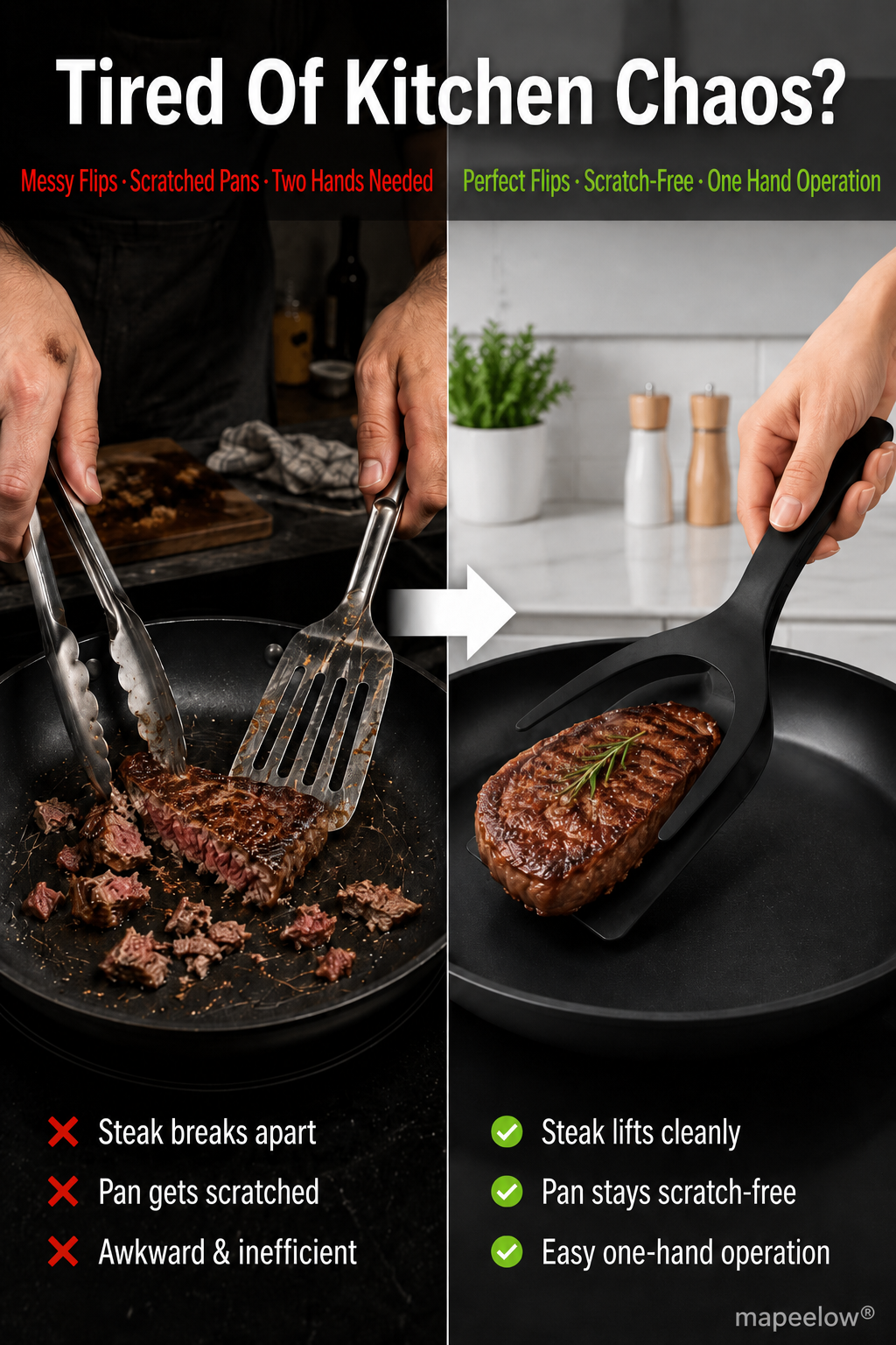 🍳 NYT 50 % ALENNUS!🥩 2-in-1-lastanpidin – Lämmönkestävä silikoni ja luistamaton kahva – Keittiön ruoanlaittovälineiden välttämätön apuväline 🔥