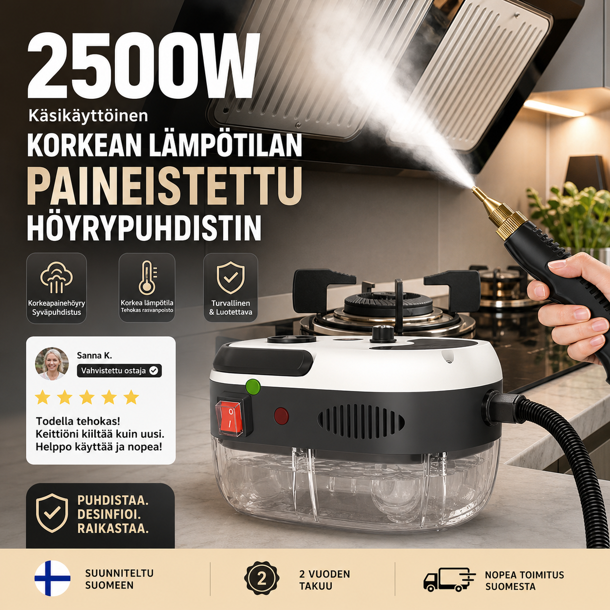 📢Rajoitettu aika 65% alennus🔥2500W käsikäyttöinen korkean lämpötilan paineistettu höyrypuhdistin