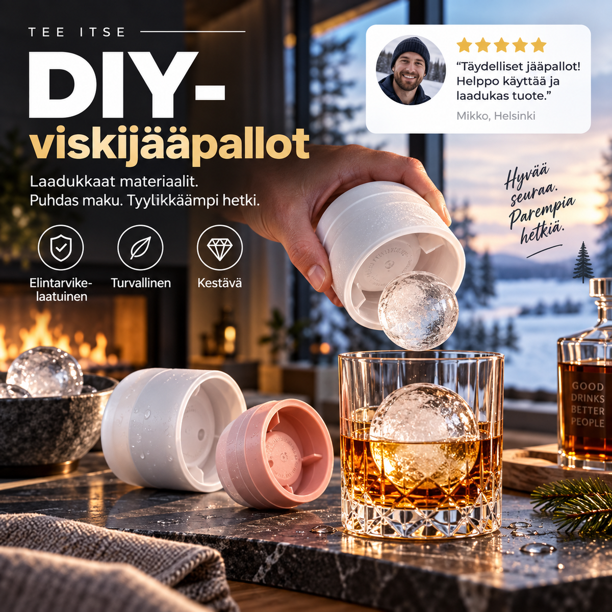 ❄️ DIY-viskijääpallot – hidas sulaminen, ei laimennettua makua!