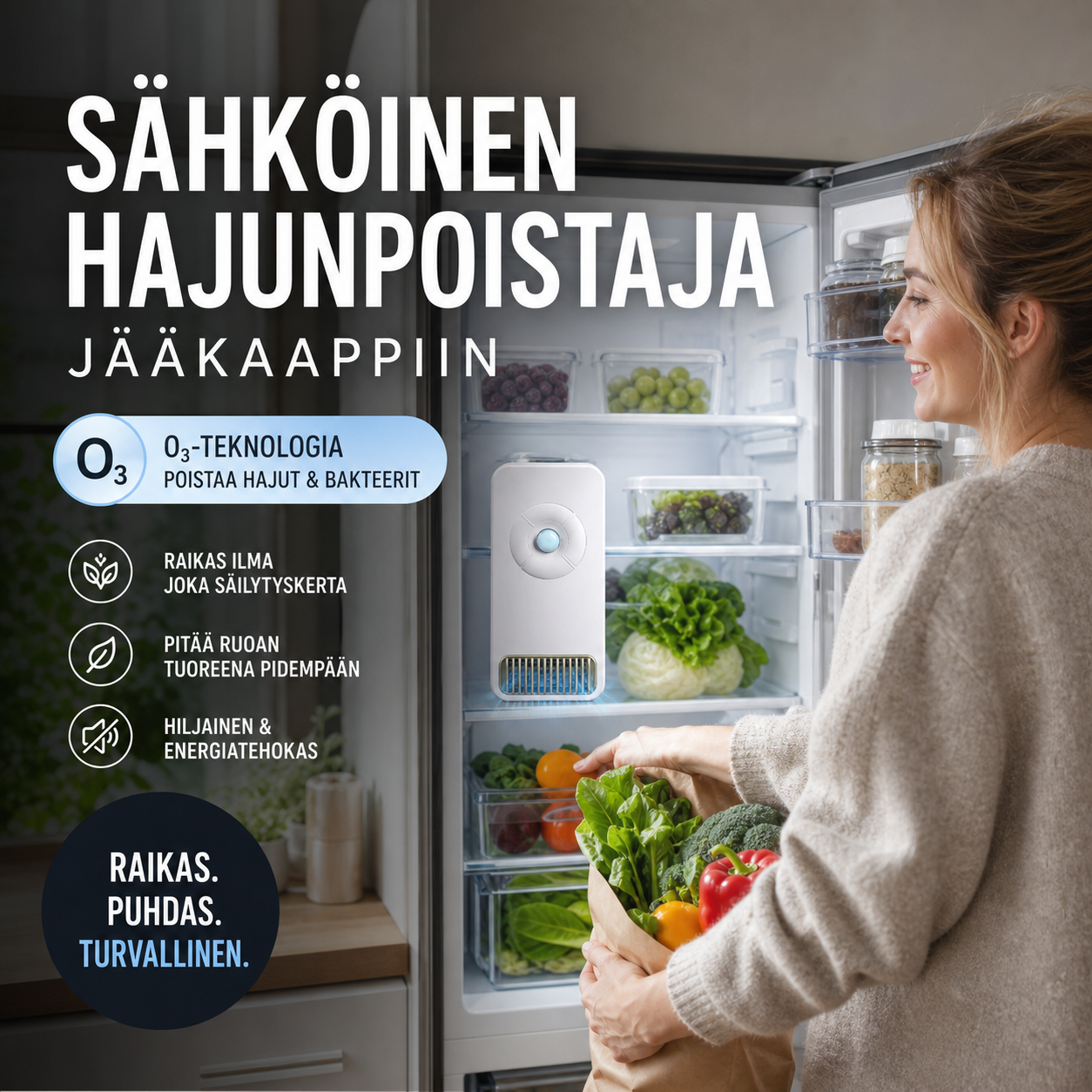 Sähköinen hajunpoistaja jääkaappiin – tehokas ja pitkäkestoinen hajunpoisto!