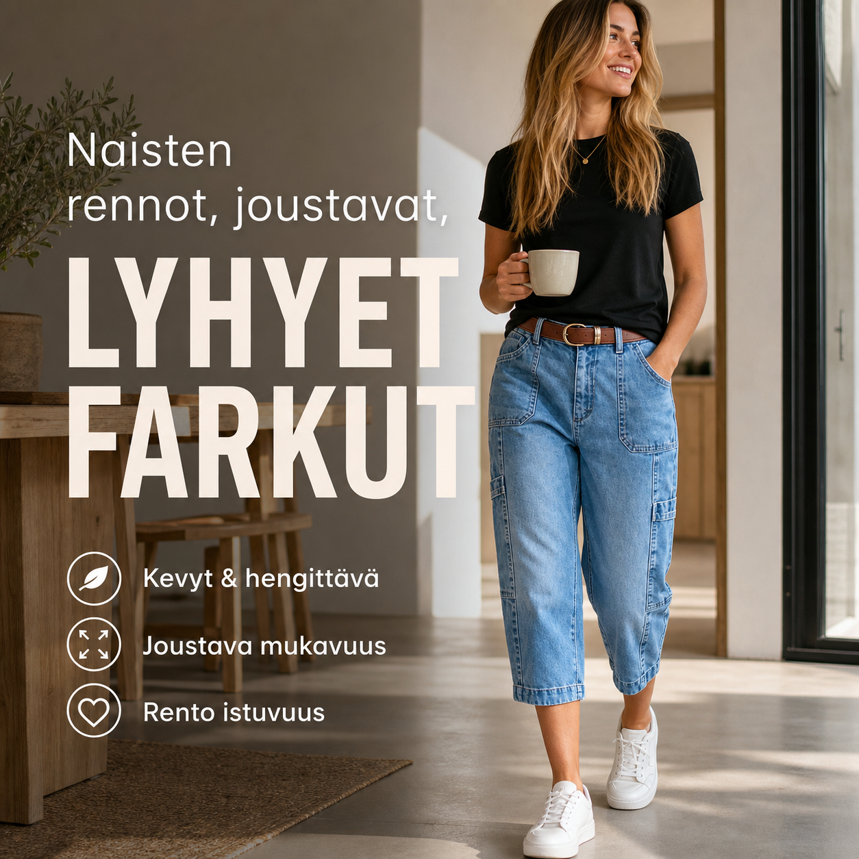 Naisten rennot, joustavat, lyhyet farkut