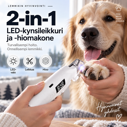 2-in-1 LED-kynsileikkuri ja -hiomakone – leikkaa ja hio turvallisesti yhdellä laitteella!
