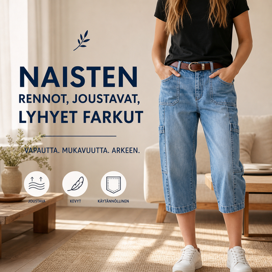 Naisten rennot, joustavat, lyhyet farkut