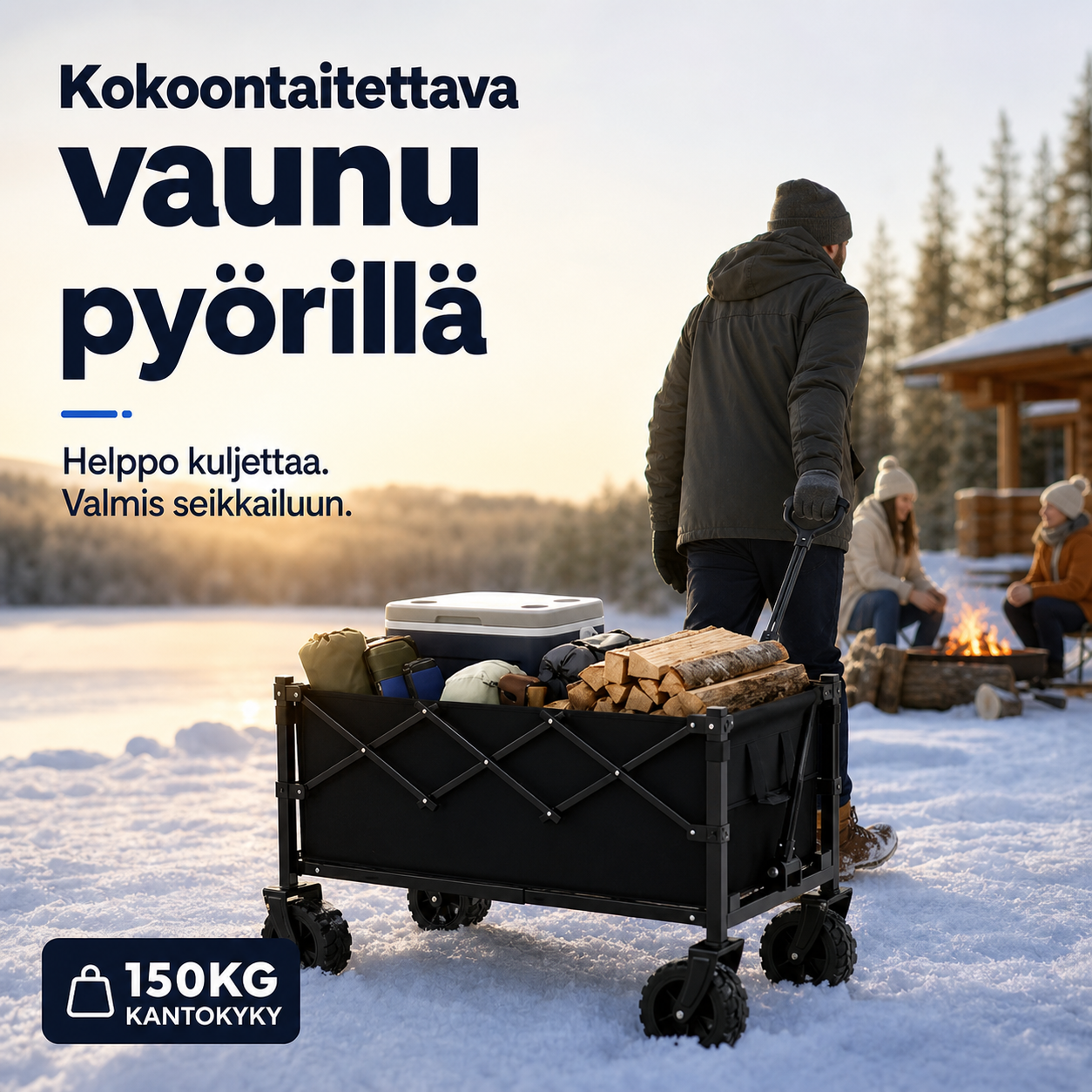 Kokoontaitettava vaunu pyörillä