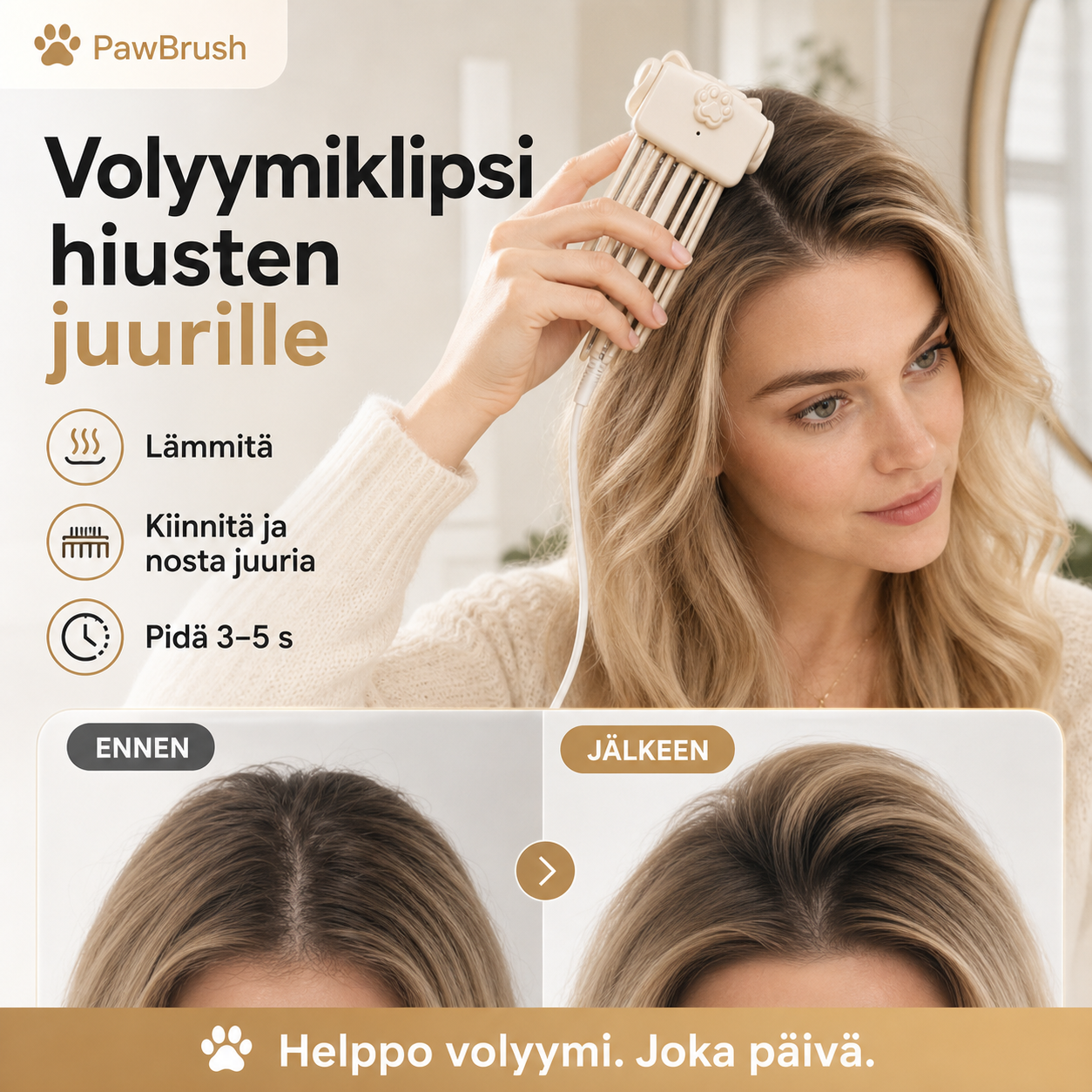 🔥 50 % ALENNUS – Volyymiklipsi hiusten juurille – Välitön tuuheus ilman lämpöä, ei painaumia, kevyt ja mukava 💁‍♀️