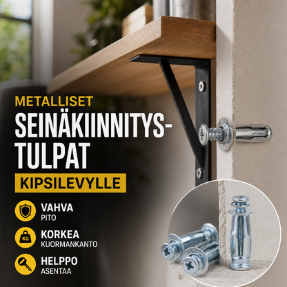 ❄️ PIKATARJOUS: 50% ALENNUS! 🔩 Metalliset seinäkiinnitystulpat kipsilevyille – Hiiliterästä – Vankka laajennus hyllyille ja seinäkiinnityksille 🛠️