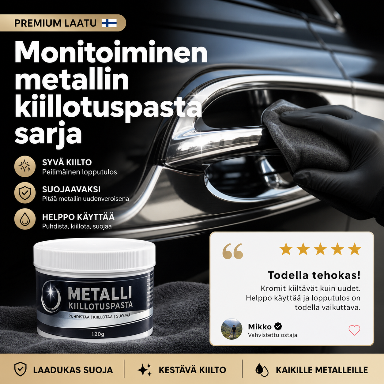 Monitoiminen metallin kiillotuspastasarja