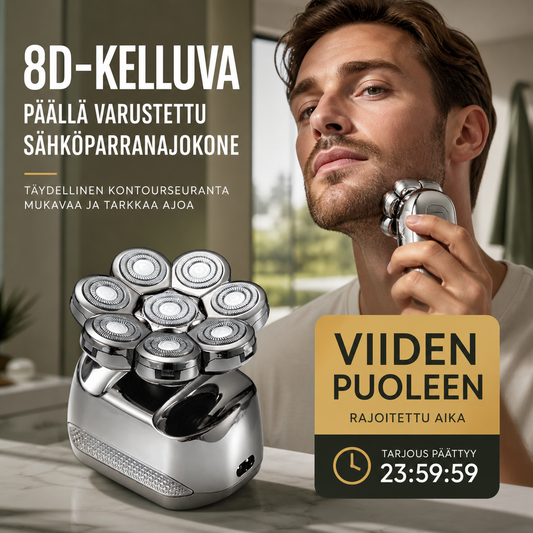 8D-kelluva päällä varustettu sähköparranajokone