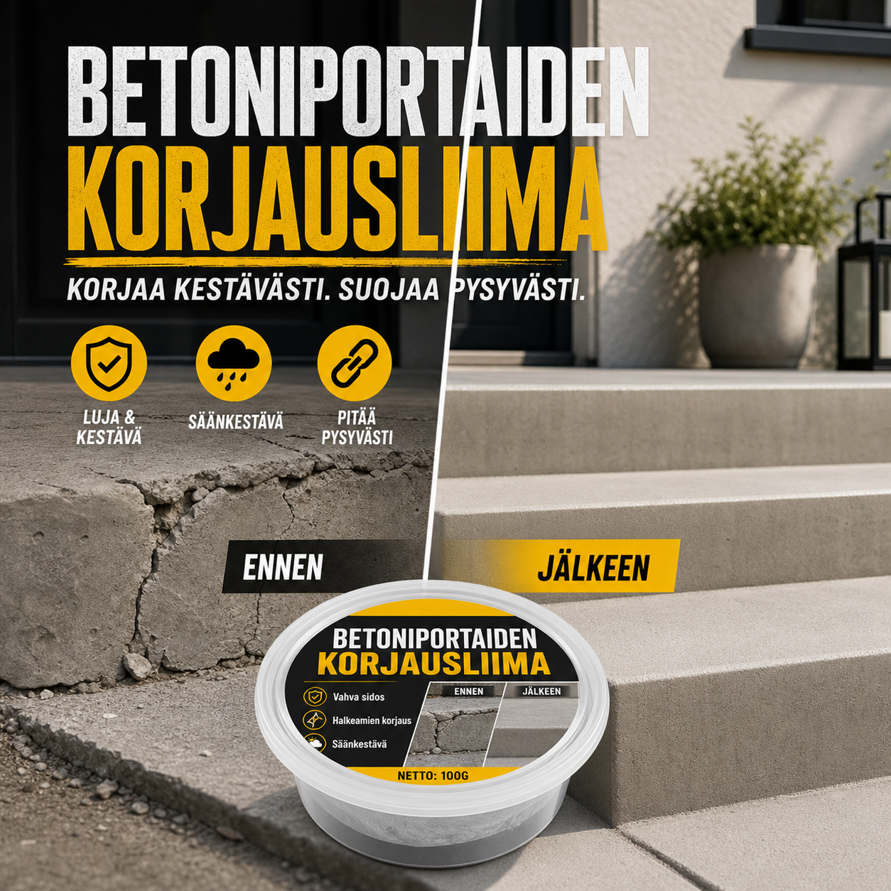 Betoniportaiden korjausliima