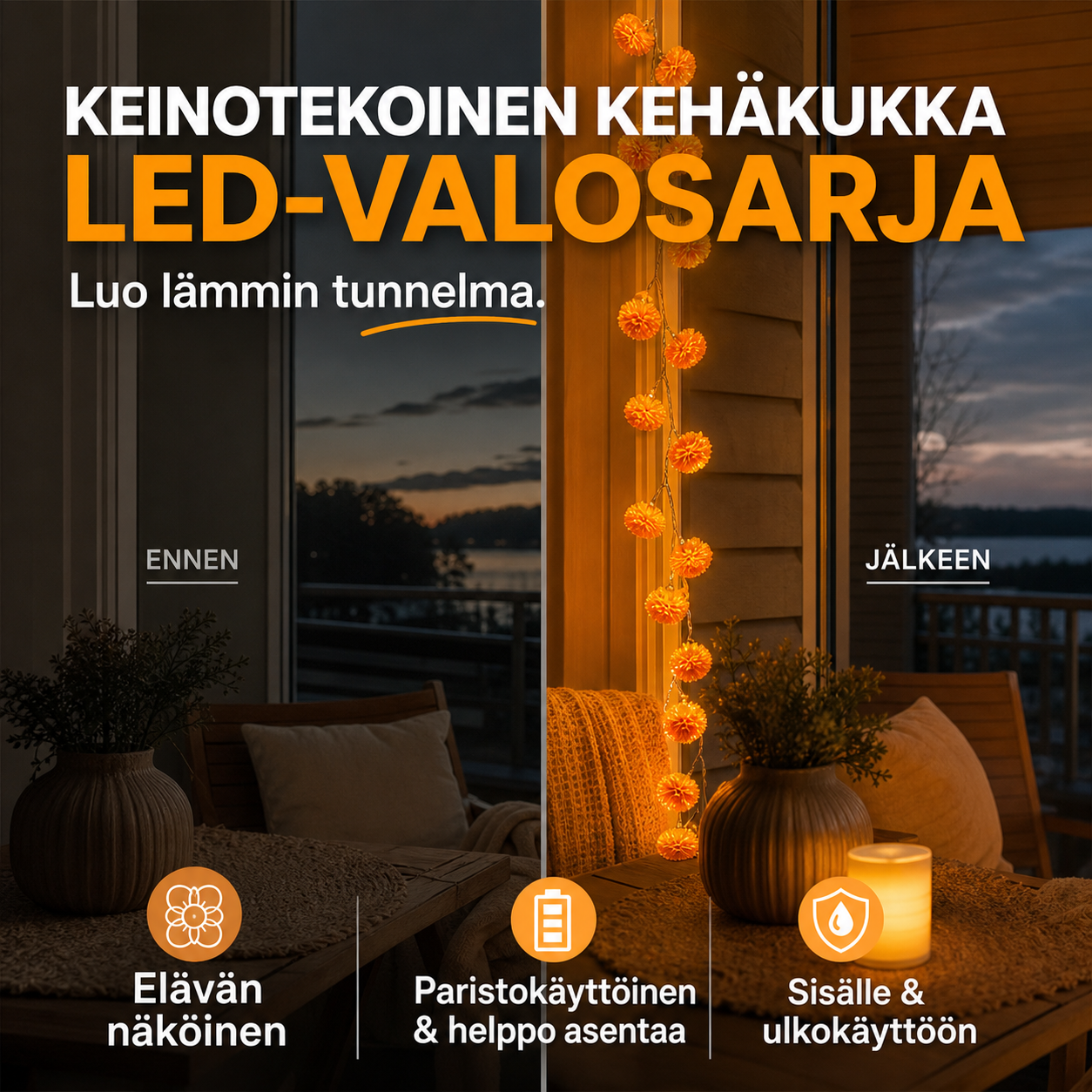 Keinotekoinen kehäkukka-LED-valosarja