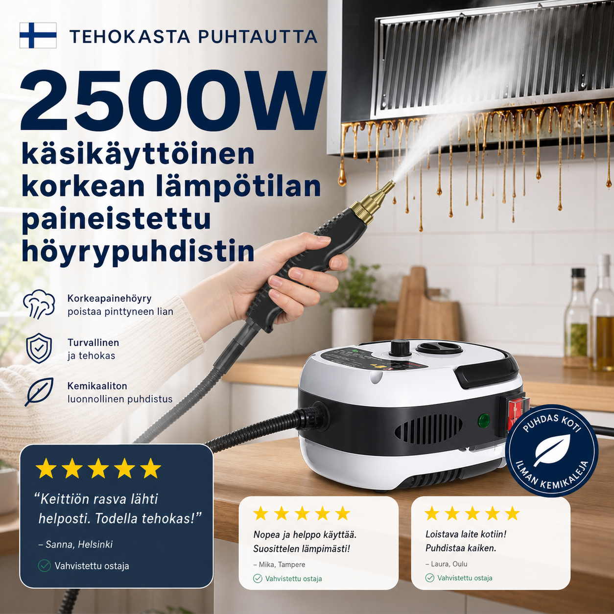 📢Rajoitettu aika 65% alennus🔥2500W käsikäyttöinen korkean lämpötilan paineistettu höyrypuhdistin