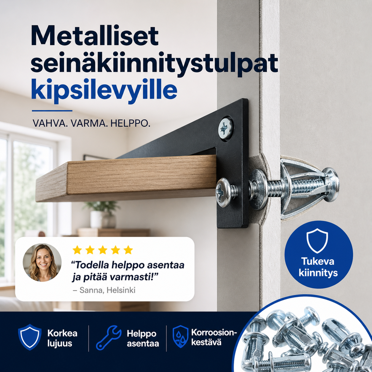 ❄️ PIKATARJOUS: 50% ALENNUS! 🔩 Metalliset seinäkiinnitystulpat kipsilevyille – Hiiliterästä – Vankka laajennus hyllyille ja seinäkiinnityksille 🛠️