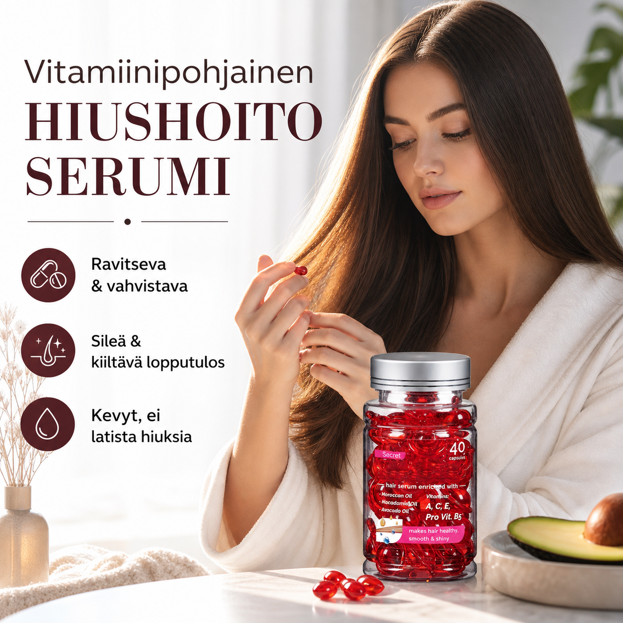 Vitamiinipohjainen hiushoitoserumi