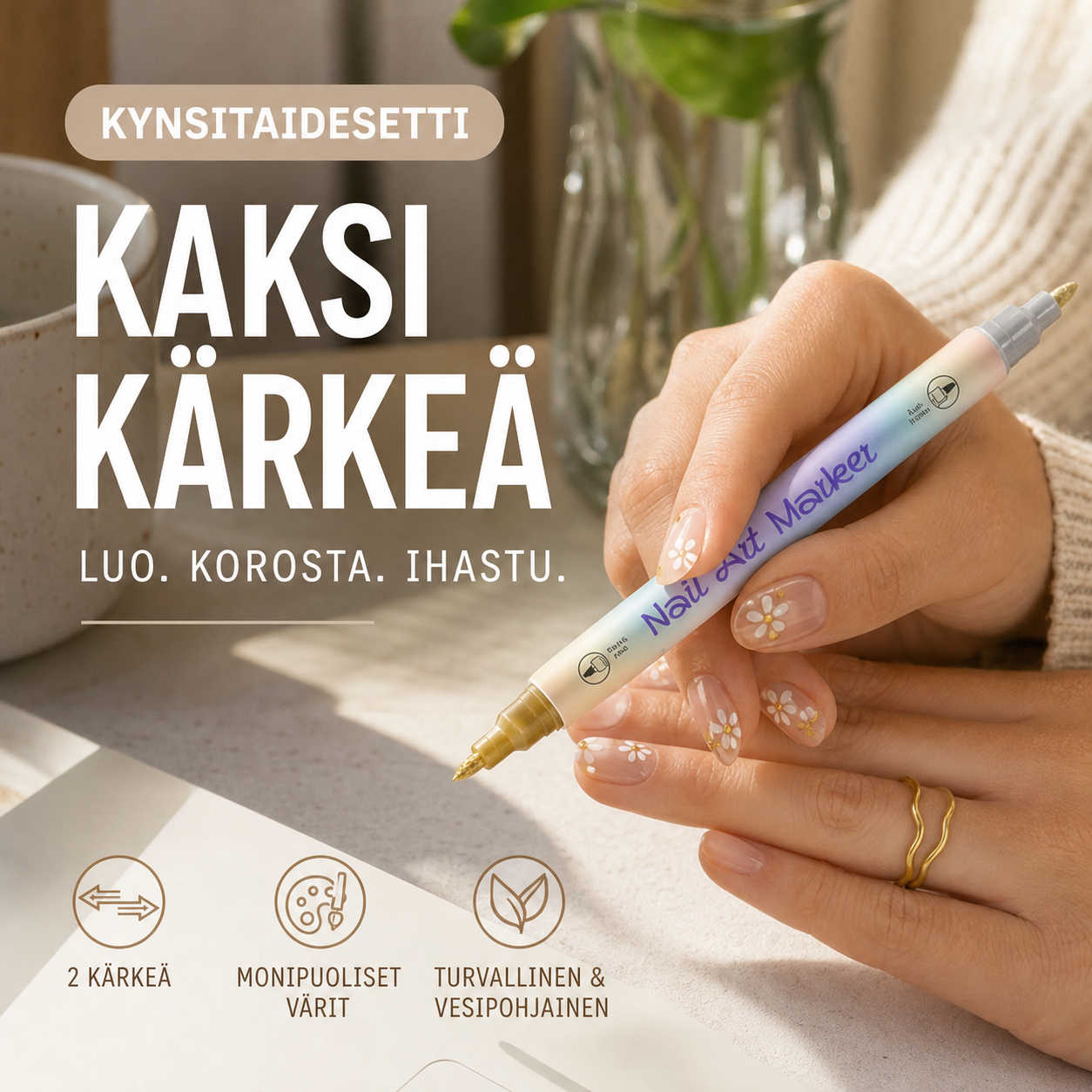 🔥50 % alennus⏰Kynsitaidesetti, jossa on kaksi kärkeä