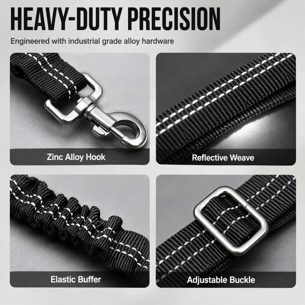 🐶🚗 Reflective Elastic Pet Seat Belt – Adjustable Car Restraint with Shock-Absorbing Buffer