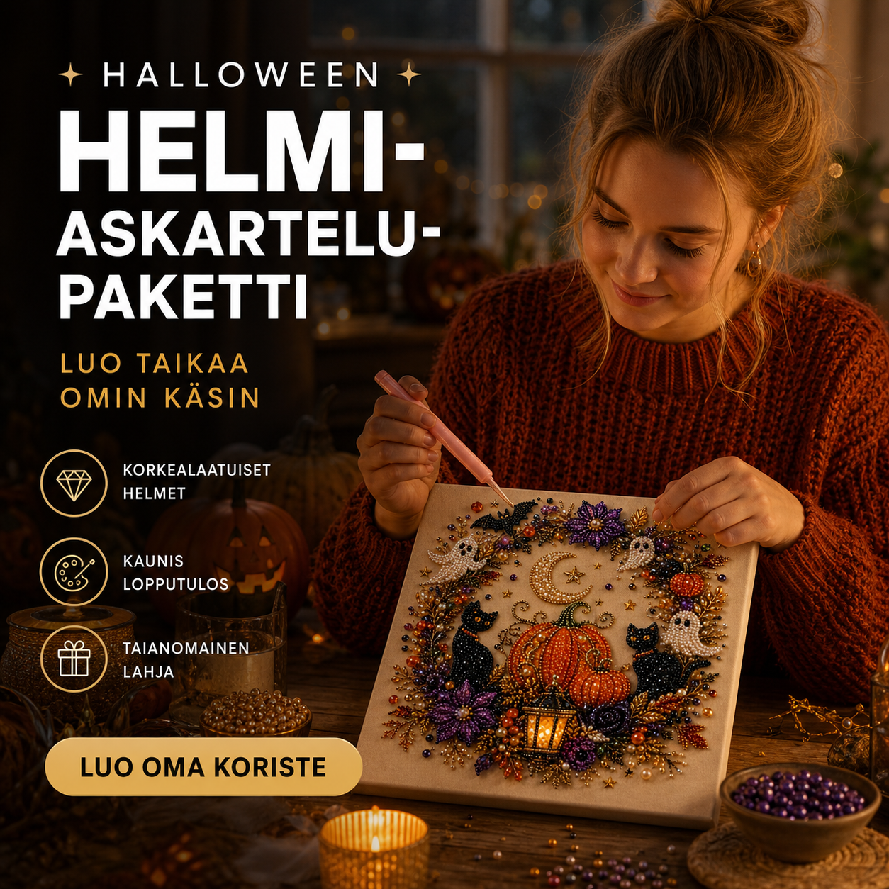 🔥 Viimeinen päivä, 50 %:n alennus  👻✨ Halloween-helmi-askartelupaketti – Muuta pienet helmet kammottavan söpöiksi taikuuksiksi