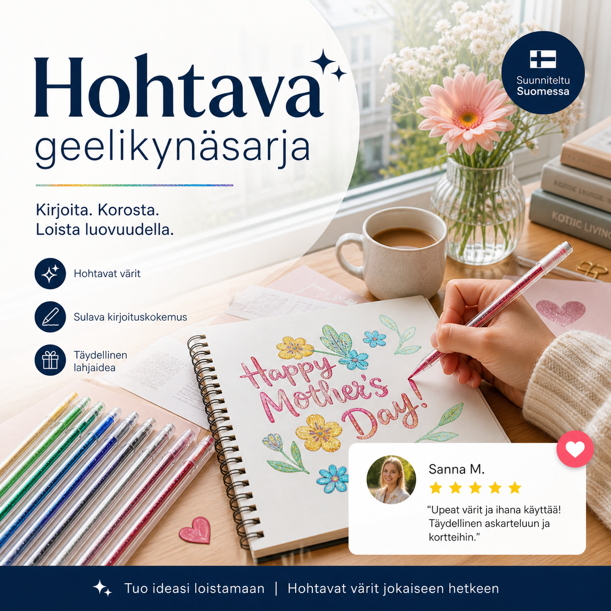🌲Aikainen joulutarjous – 50% ALENNUS! 🎁 Hohtava geelikynäsarja – loistaa ja koristaa jokaisen kortin ja piirroksen!