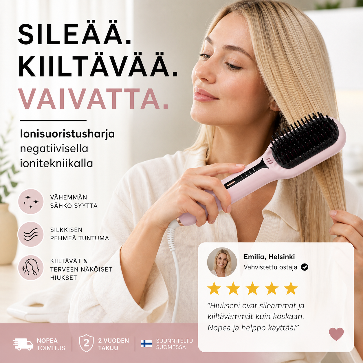 Ionisuoristusharja negatiivisella ionitekniikalla