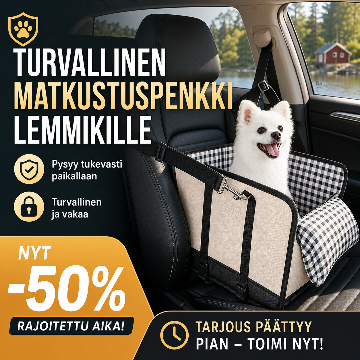 Turvallinen matkustuspenkki lemmikille