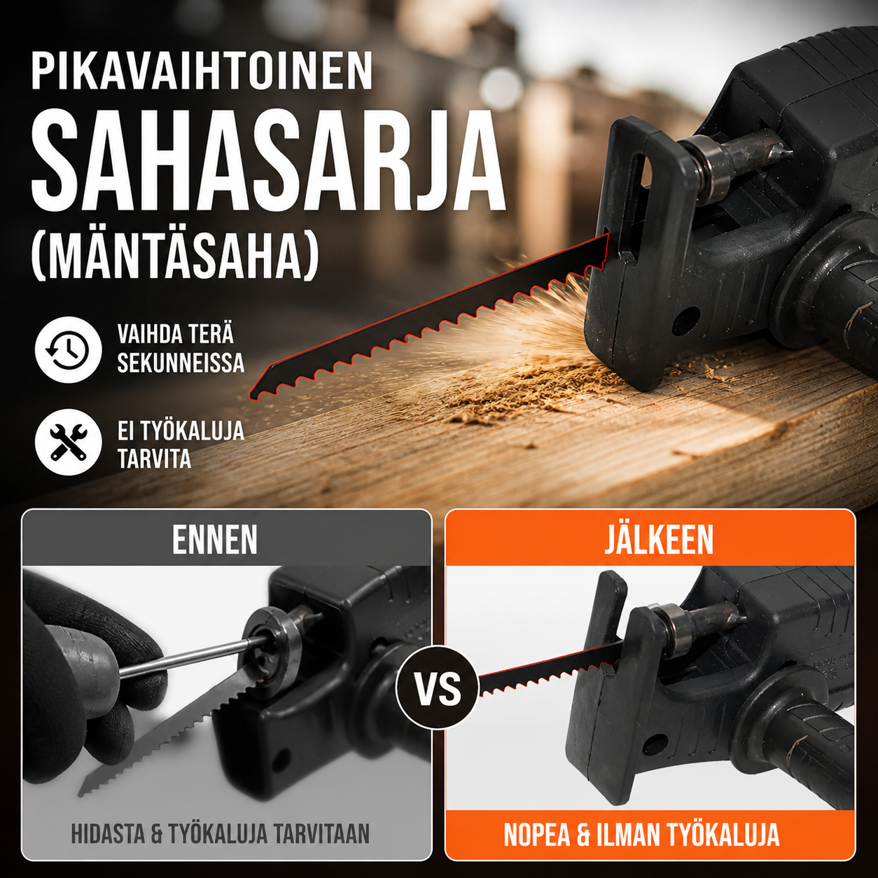 Pikavaihtoinen mäntäsahasarja – nopea ja tehokas leikkaamiseen!