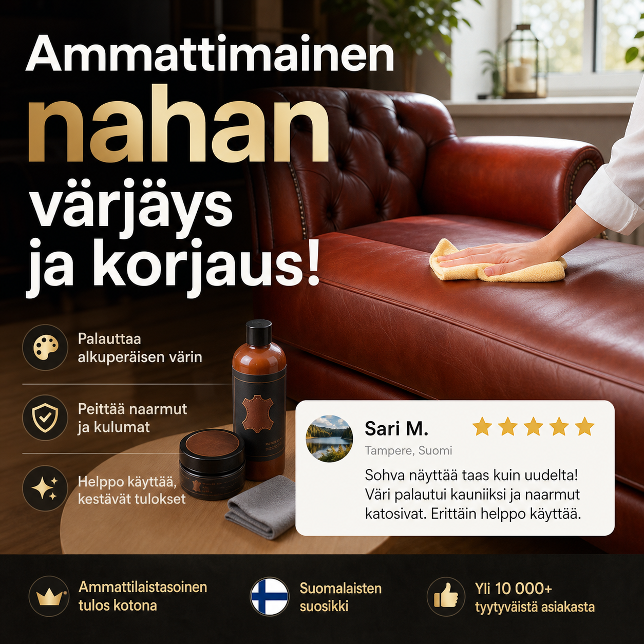 💯Ammattimainen nahan värjäys ja korjaus!