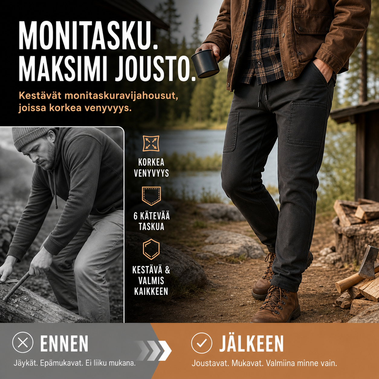 🔥 HOT SALE -49 % 🥰 MultiPants – Kestävät monitaskuravijahousut, joissa korkea venyvyys