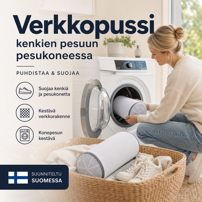 Verkkopussi kenkien pesuun pesukoneessa