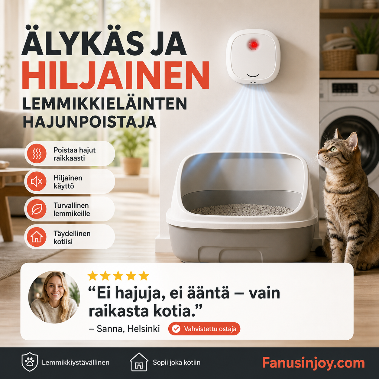 🌬️Sano hyvästit epämiellyttäville hajuille tämän laitteen avulla! Älykäs ja hiljainen lemmikkieläinten hajunpoistaja