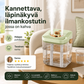 Kannettava, läpinäkyvä ilmankostutin, jossa on kahva