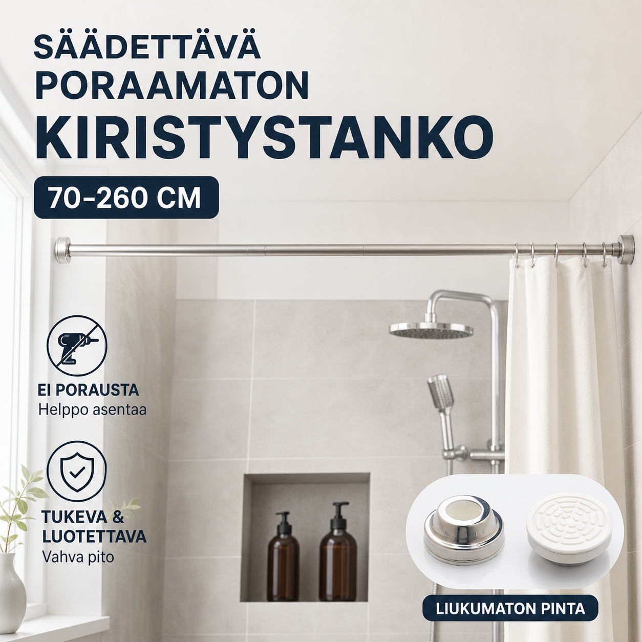 Säädettävä poraamaton kiristystanko