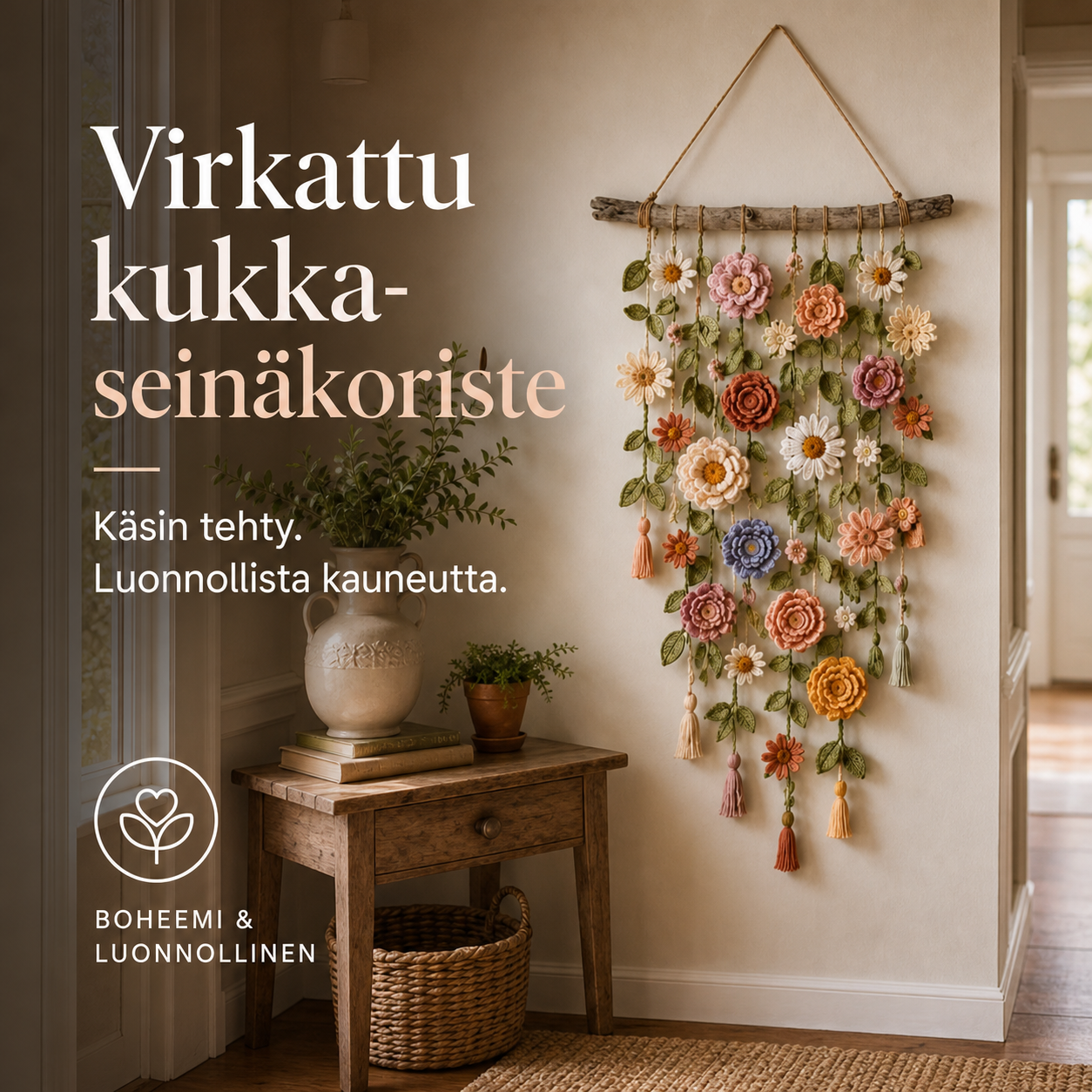 💗VIIMEINEN MYYNTIPÄIVÄ 50 % ALENNUS⚡YLI 50 000 KAPPALETTA MYYTY!!💮Virkattu kukka-seinäkoriste🖼️