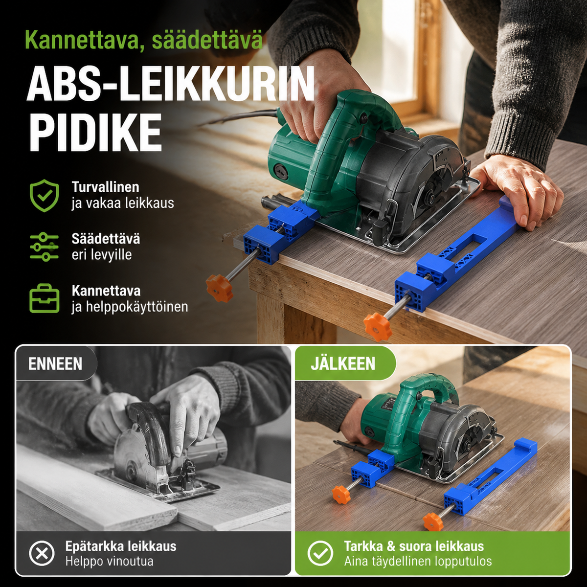 Kannettava, säädettävä ABS-leikkurin pidike