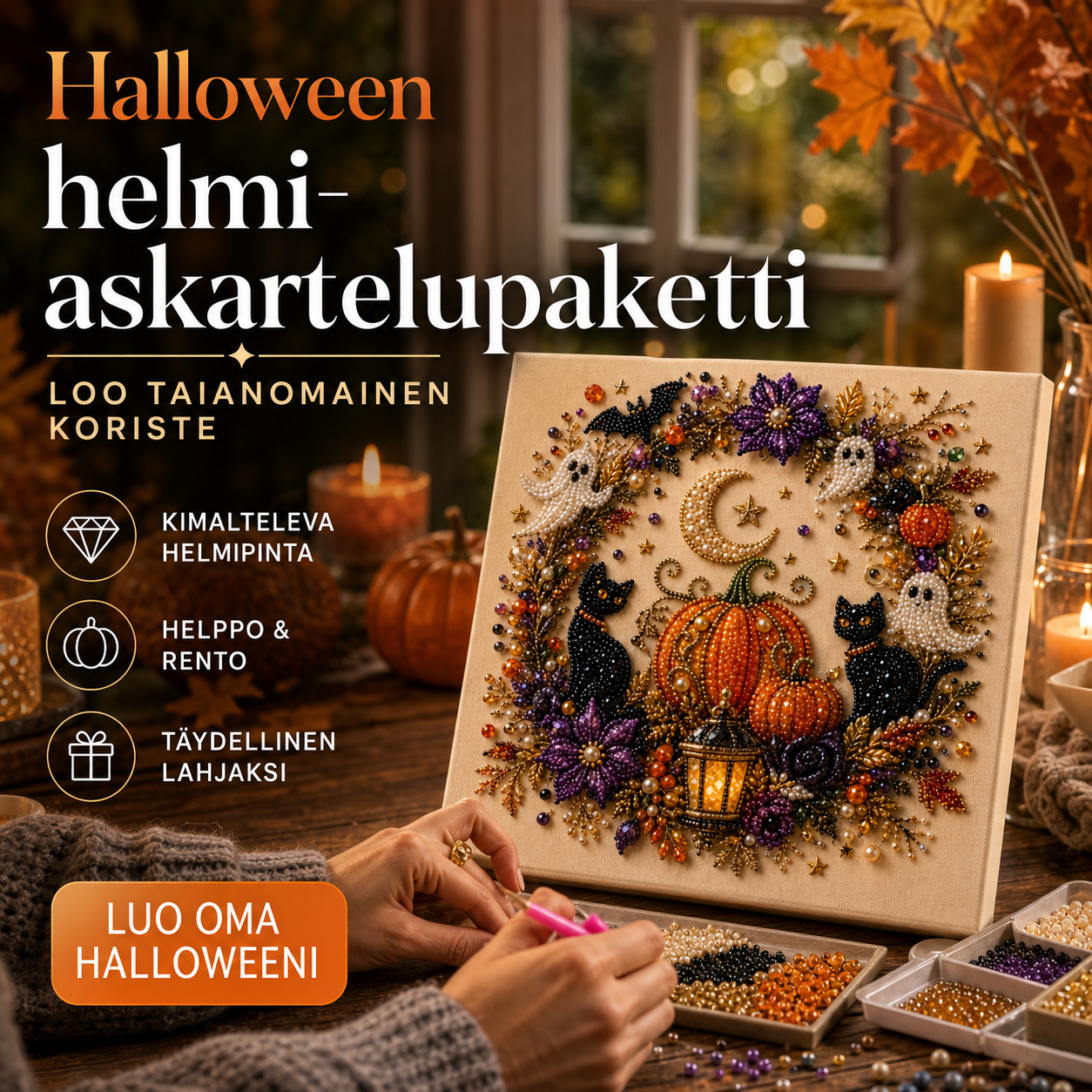 🔥 Viimeinen päivä, 50 %:n alennus  👻✨ Halloween-helmi-askartelupaketti – Muuta pienet helmet kammottavan söpöiksi taikuuksiksi