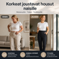 Korkeat joustavat housut naisille, joissa on taskut vetoketjun kanssa