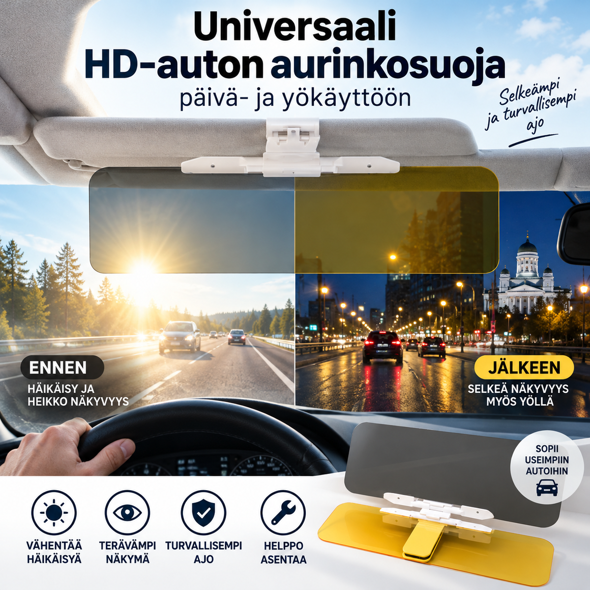 🚗 50 % ALENNUS! 🌙 Universaali HD-auton aurinkosuoja – päivä- ja yökäyttöön ✨