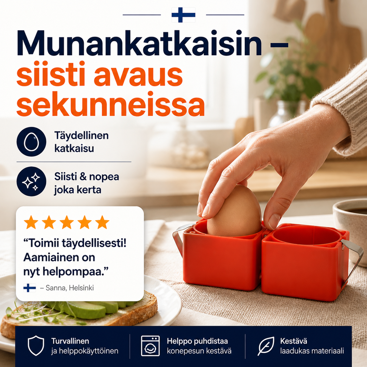🥚 🔥 Vain tänään: -50 % ALENNUS | Munankatkaisin – siisti avaus sekunneissa
