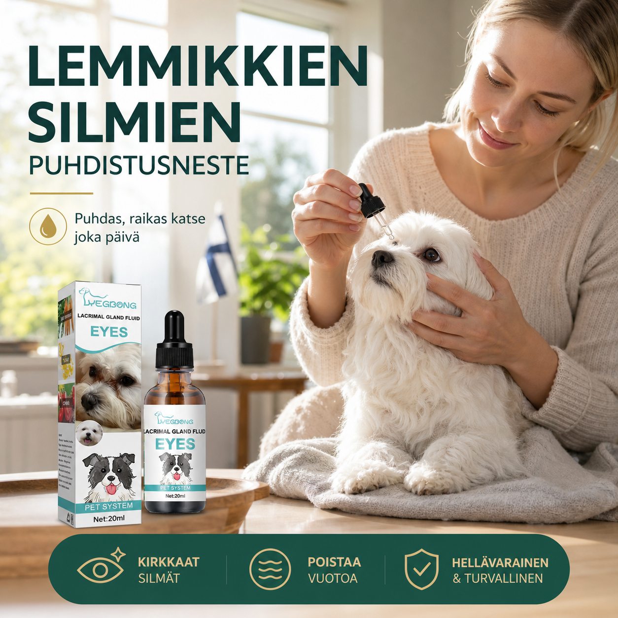 Huolehdi lemmikistäsi, joka on aina vierelläsi – lemmikkien silmien puhdistusneste