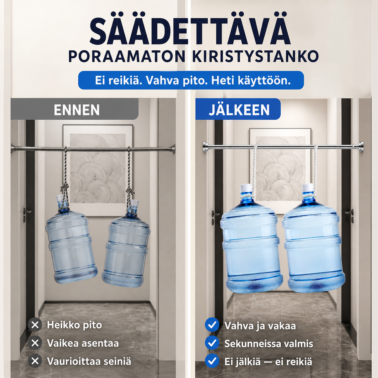 Säädettävä poraamaton kiristystanko