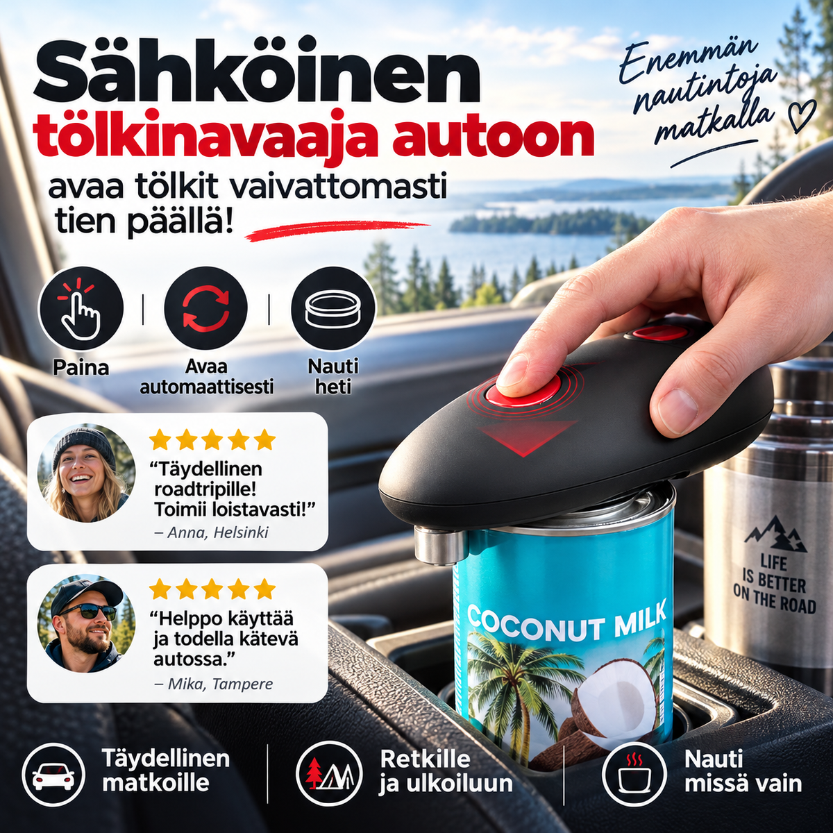 Sähköinen tölkinavaaja autoon – avaa tölkit vaivattomasti tien päällä!