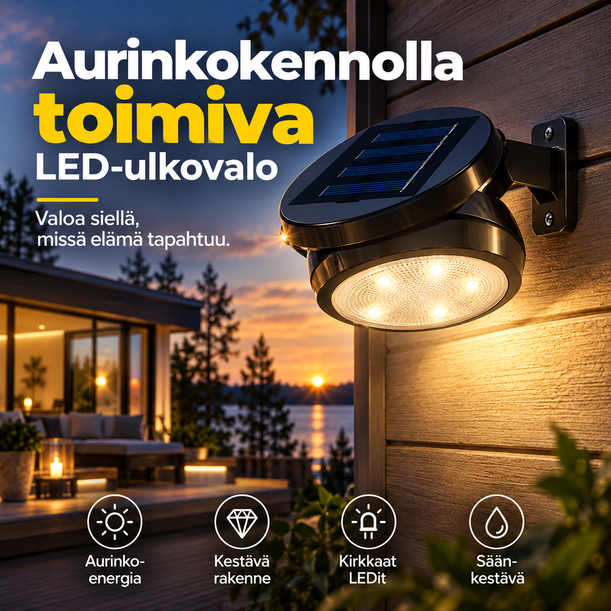 🔥🎁57 % ALENNUS🔥 Valaise räystäät, aidat ja puutarhamuurit – aurinkovoimalla toimivat ulko-LED-valot ilman verkkovirta-asennusta 🏡✨
