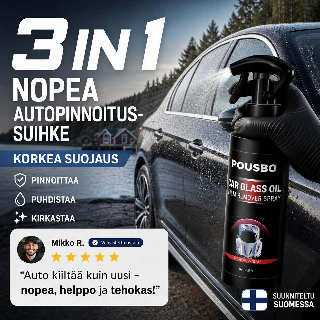 3 in 1 Nopea autopinnoitussuihke, jossa on korkea suojaus